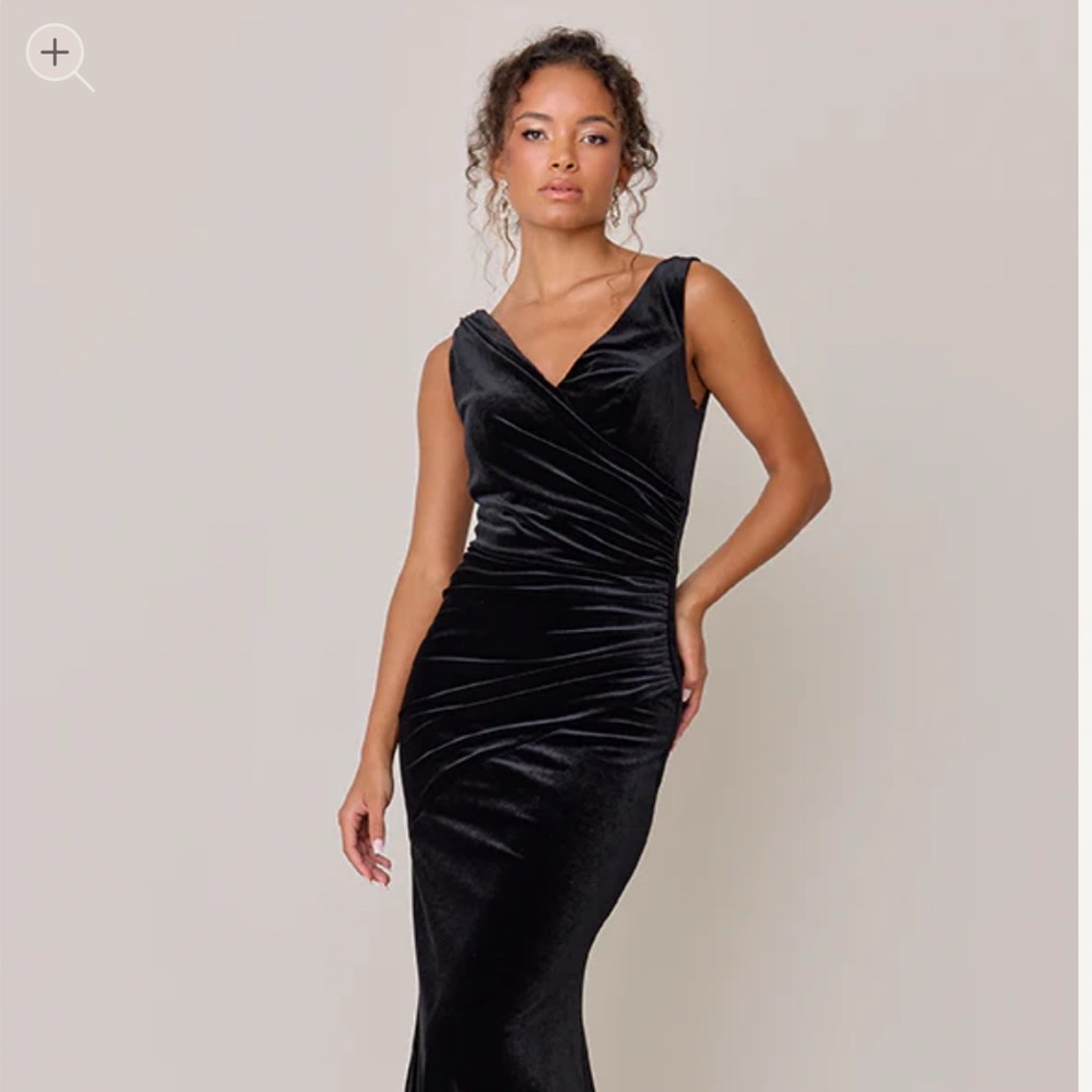 Revely Dawson Black Velvet Bridesmaid Dress